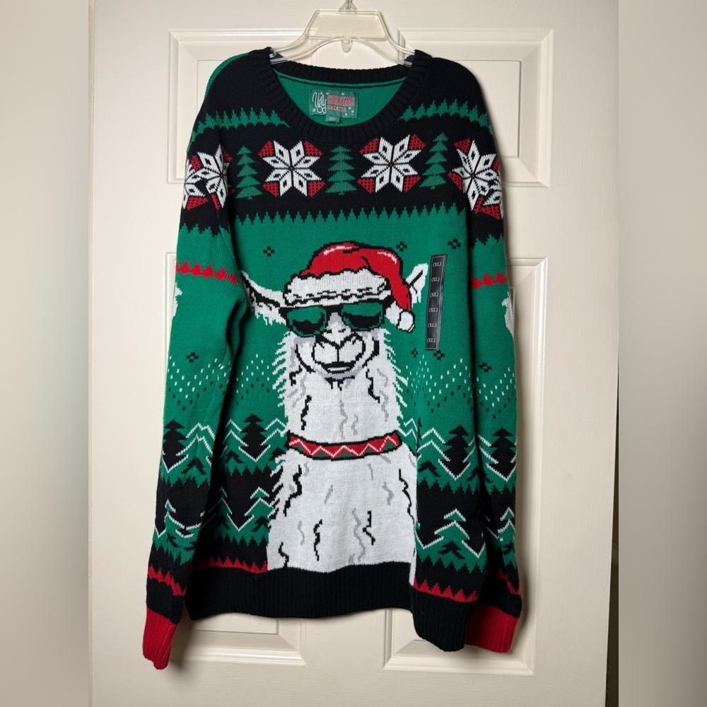 Santa Llama Holiday Sweater Ugly Christmas Sweater Men’s‎ XL